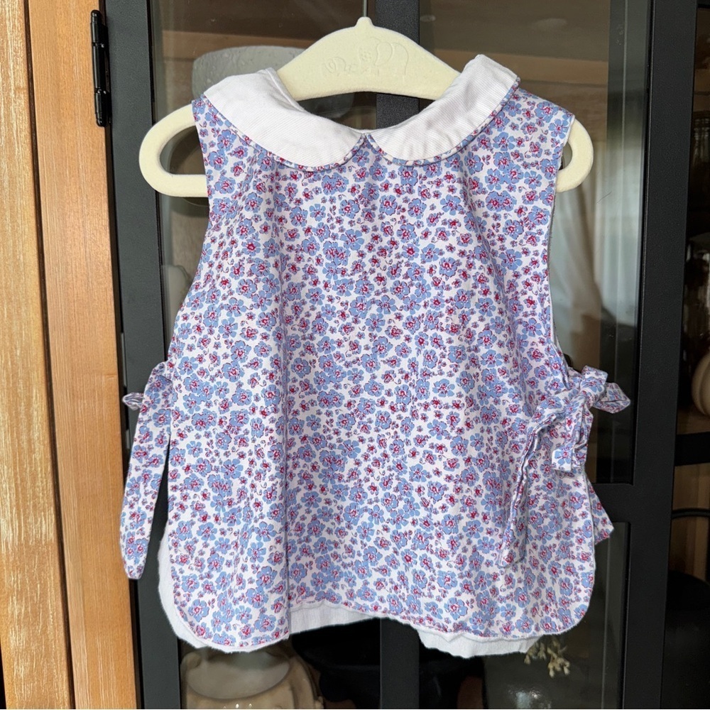 Smockingbird floral peter pan collar top dress tie bib bows toddler girl